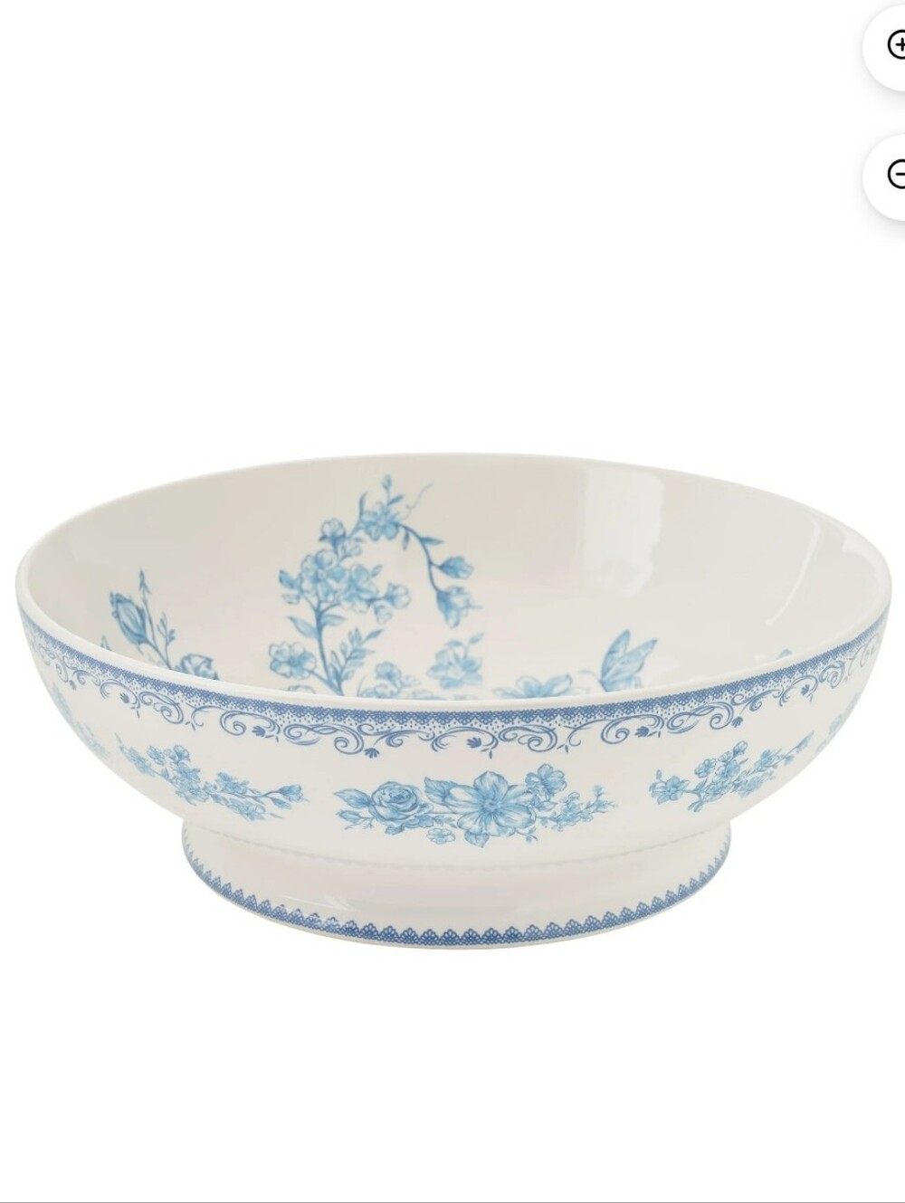 ❤️ New The Pioneer Woman Agatha Blue and White Flora 11"l Pedestal Serving Bowl